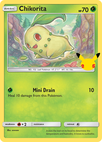 Chikorita McDonald's 25th Anniversary Pokemon Card