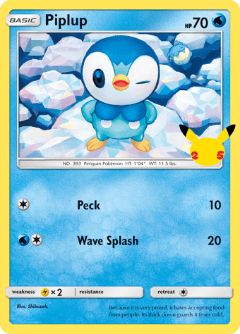 Piplup McDonald's 25th Anniversary Pokemon Card