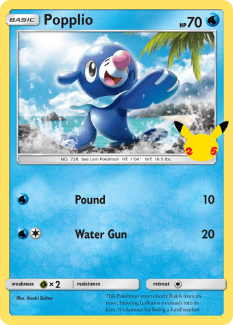 Popplio McDonald's 25th Anniversary Pokemon Card