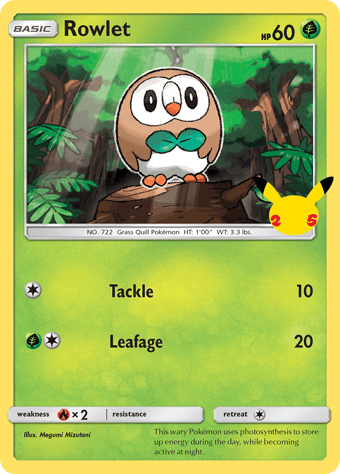 Rowlet McDonald's 25th Anniversary Pokemon Card