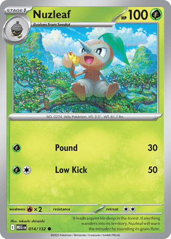Nuzleaf Mega Evolution Pokemon Card