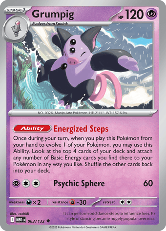 Grumpig Mega Evolution Pokemon Card