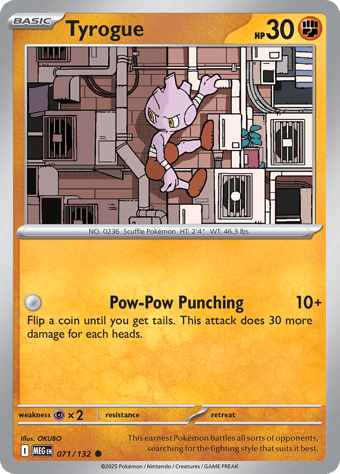 Tyrogue Mega Evolution Pokemon Card