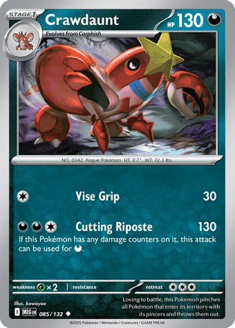 Crawdaunt Mega Evolution Pokemon Card