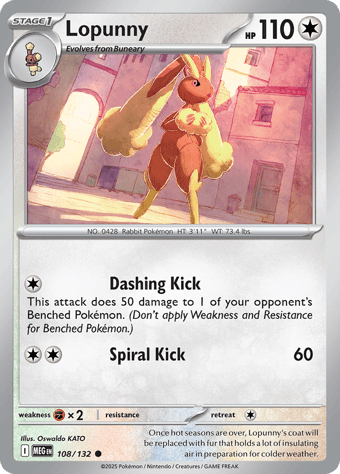 Lopunny Mega Evolution Pokemon Card