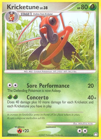 Kricketune Mysterious Treasures Pokemon Card
