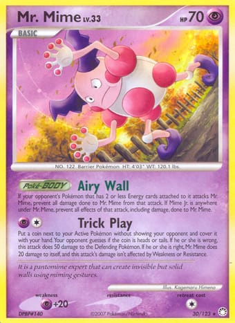 Mr. Mime Mysterious Treasures Pokemon Card