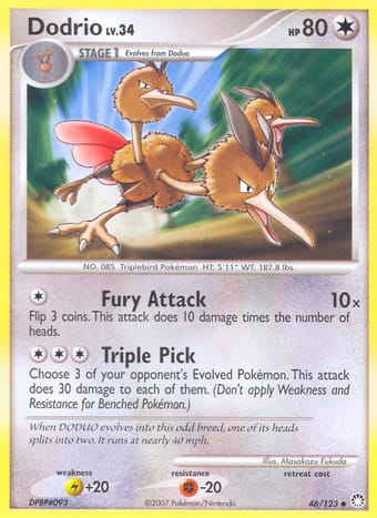 Dodrio Mysterious Treasures Pokemon Card