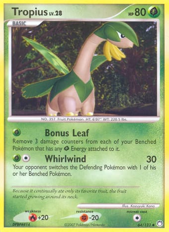 Tropius Mysterious Treasures Pokemon Card
