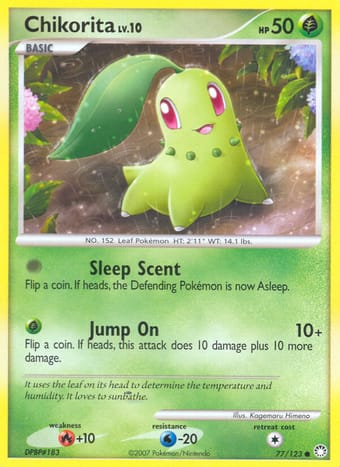 Chikorita Mysterious Treasures Pokemon Card