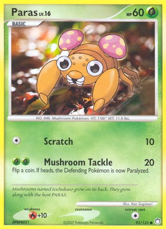 Paras Mysterious Treasures Pokemon Card