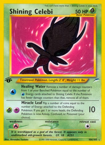 Shining Celebi Neo Destiny Pokemon Card