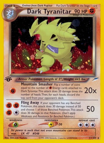 Dark Tyranitar Neo Destiny Pokemon Card
