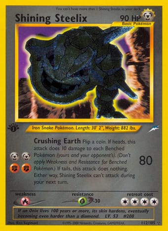Shining Steelix Neo Destiny Pokemon Card