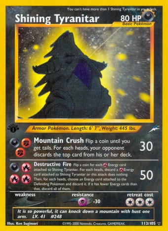 Shining Tyranitar Neo Destiny Pokemon Card