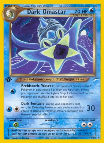Dark Omastar Neo Destiny Pokemon Card