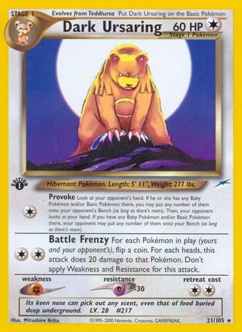 Dark Ursaring Neo Destiny Pokemon Card