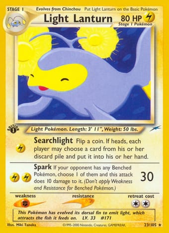 Light Lanturn Neo Destiny Pokemon Card