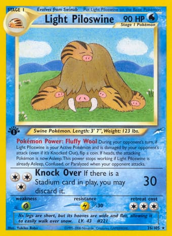 Light Piloswine Neo Destiny Pokemon Card