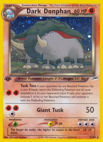 Dark Donphan Neo Destiny Pokemon Card