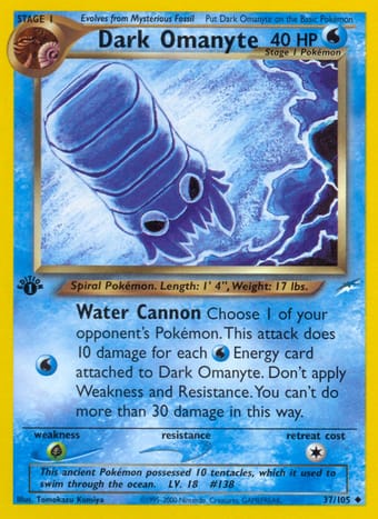 Dark Omanyte Neo Destiny Pokemon Card