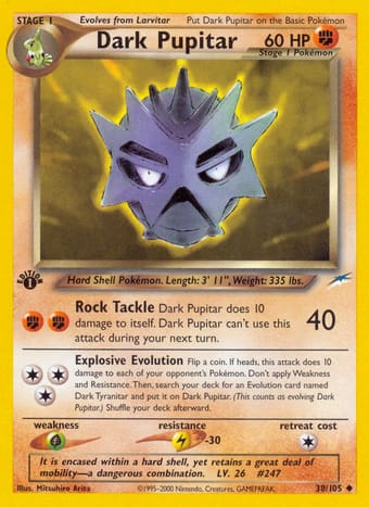 Dark Pupitar Neo Destiny Pokemon Card