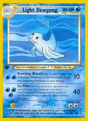 Light Dewgong Neo Destiny Pokemon Card