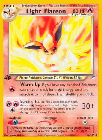 Light Flareon Neo Destiny Pokemon Card