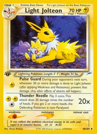 Light Jolteon Neo Destiny Pokemon Card