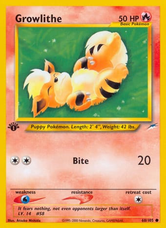 Growlithe Neo Destiny Pokemon Card