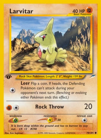 Larvitar Neo Destiny Pokemon Card
