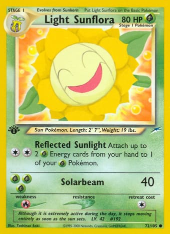 Light Sunflora Neo Destiny Pokemon Card