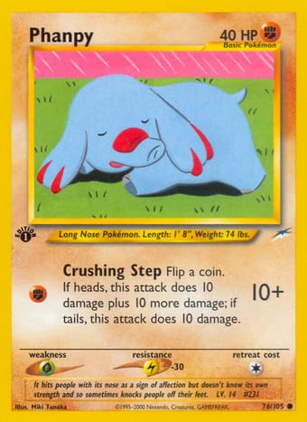 Phanpy Neo Destiny Pokemon Card