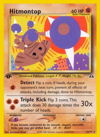 Hitmontop Neo Discovery Pokemon Card