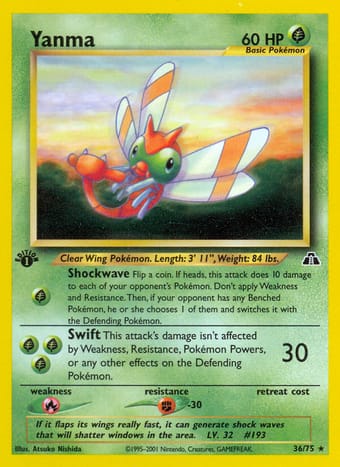 Yanma Neo Discovery Pokemon Card
