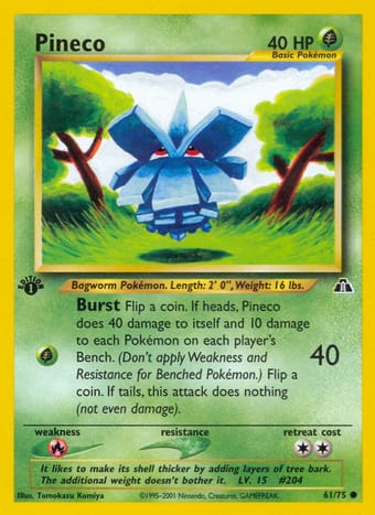 Pineco Neo Discovery Pokemon Card