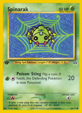 Spinarak Neo Discovery Pokemon Card
