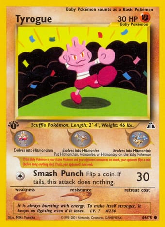 Tyrogue Neo Discovery Pokemon Card