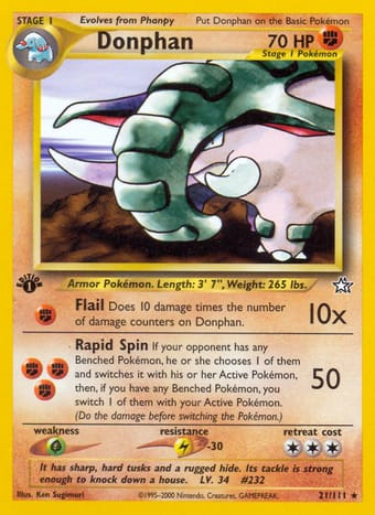Donphan Neo Genesis Pokemon Card
