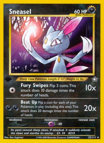 Sneasel Neo Genesis Pokemon Card