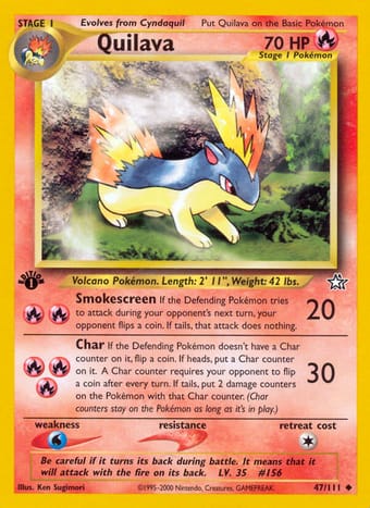 Quilava Neo Genesis Pokemon Card