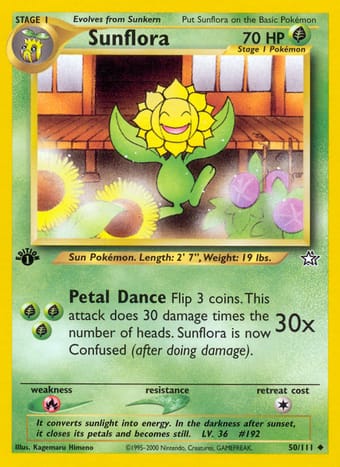 Sunflora Neo Genesis Pokemon Card