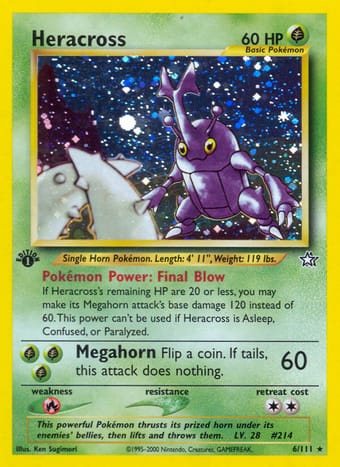 Heracross Neo Genesis Pokemon Card