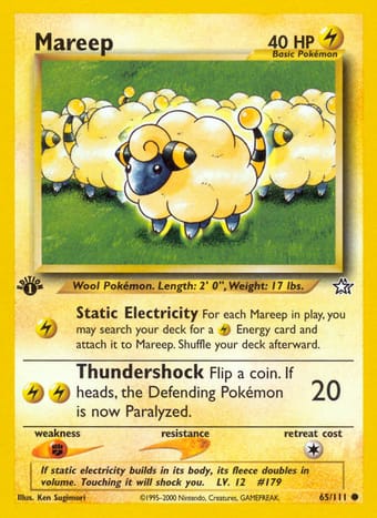 Mareep Neo Genesis Pokemon Card