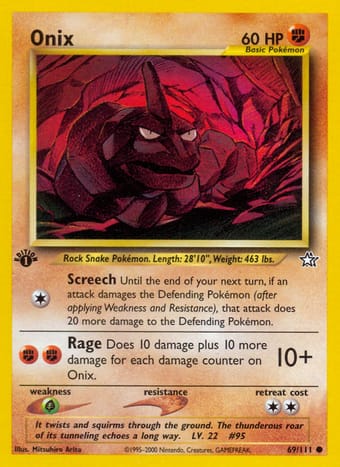 Onix Neo Genesis Pokemon Card