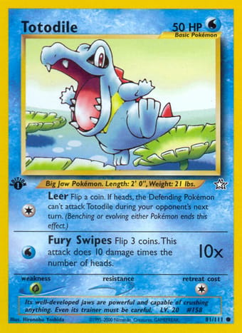 Totodile Neo Genesis Pokemon Card