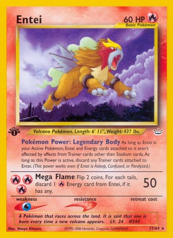 Entei Neo Revelation Pokemon Card