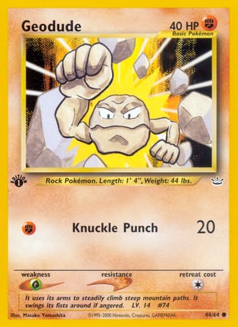 Geodude Neo Revelation Pokemon Card