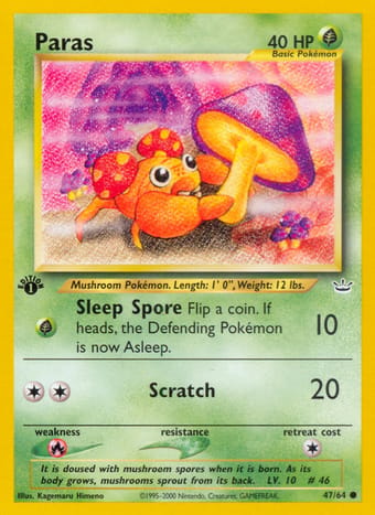 Paras Neo Revelation Pokemon Card