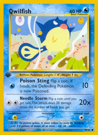 Qwilfish Neo Revelation Pokemon Card